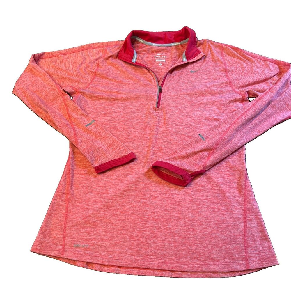 Women’s Nike Dri Fit Quarter Zip Top Sz Medium Coral Athletic Wear Athletic Gym